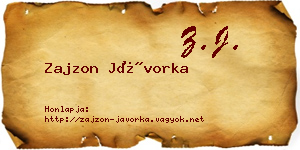 Zajzon Jávorka névjegykártya